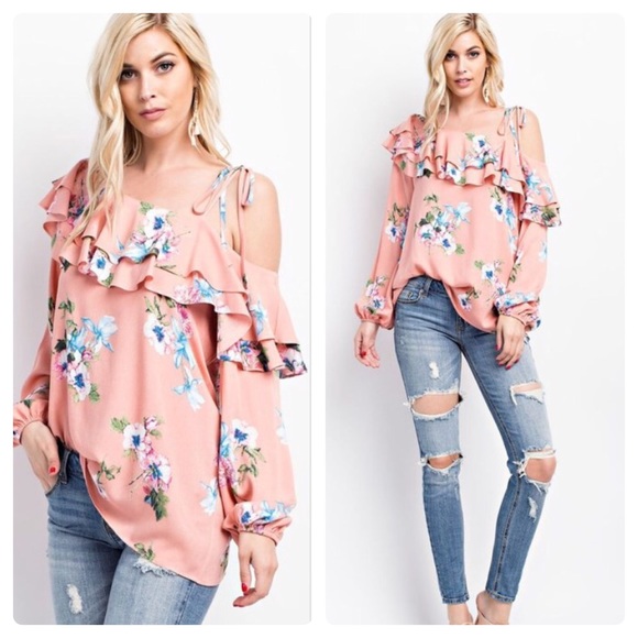 Tops - LAST! Coral one shoulder top